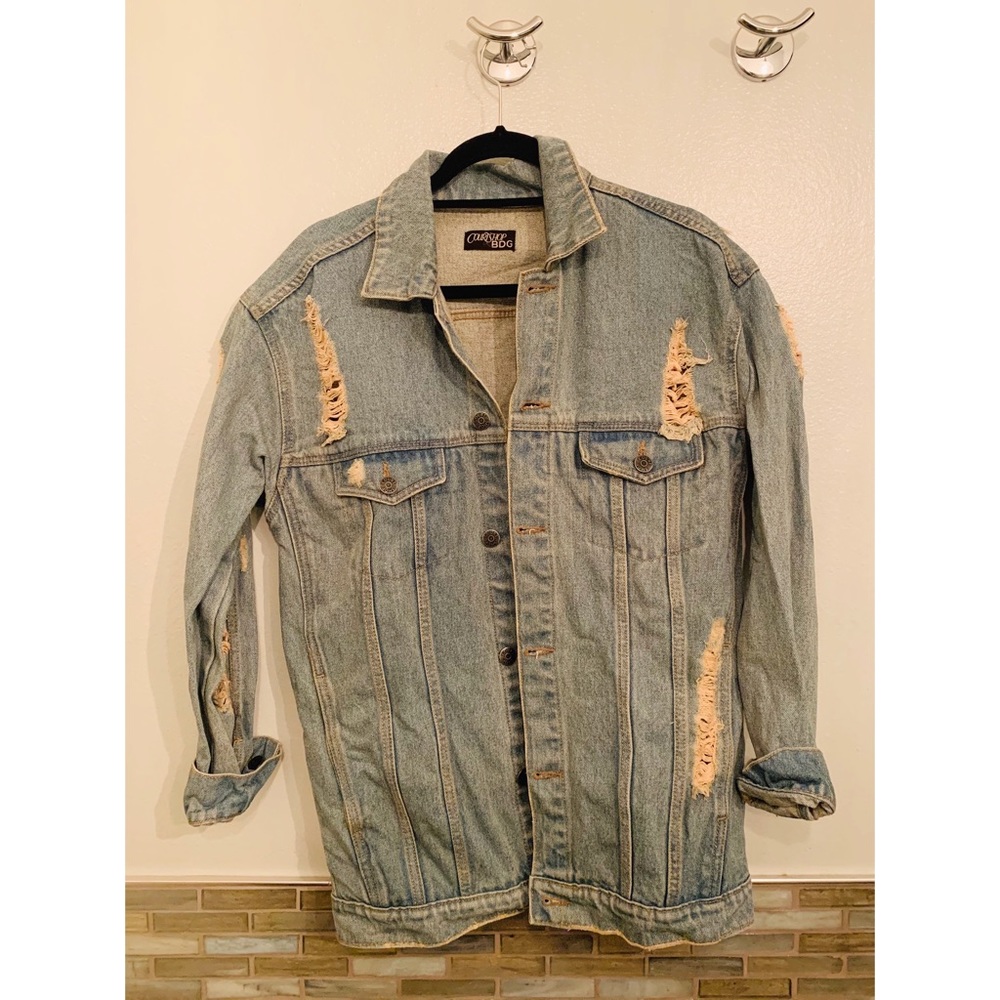 Oversized ripped jean jacket